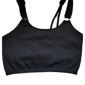 NWOT Aerie Ribbed Crop Top Gold Ring Accents Built in Bralette Sports Bra - M